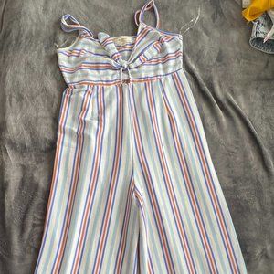 Blue, White & Orange Pants Jumpsuit